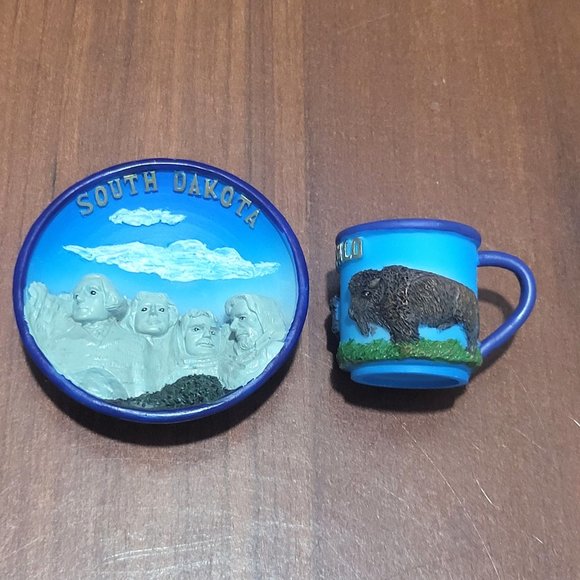 VTG SNCO Miniature Decorative South Dakota Plate & Buffalo Mug Set 1999 - Picture 8 of 12